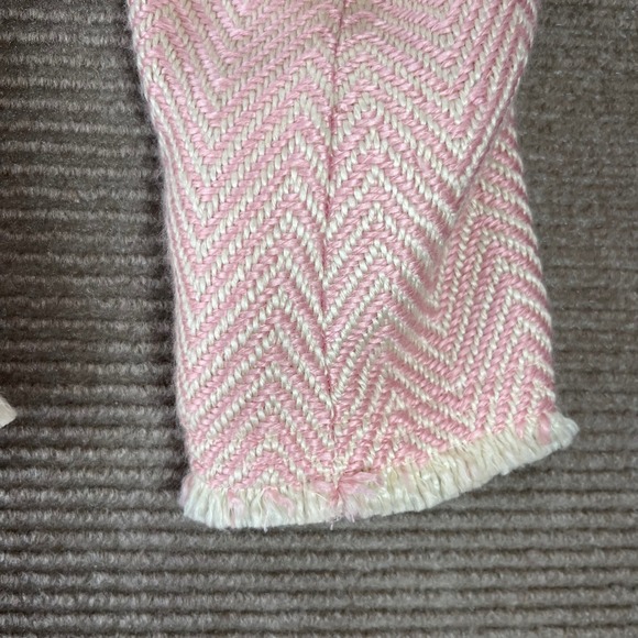 Pierre Cardin Pink Herringbone Tweed Blazer Jacket Pearl Button Fringe Size 8 - Picture 4 of 13